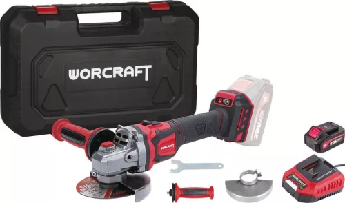 Worcraft CAG-S20LiBEN-125, sarokcsiszoló 125 mm,fordulatszám szabályozással, 1db akku+töltő