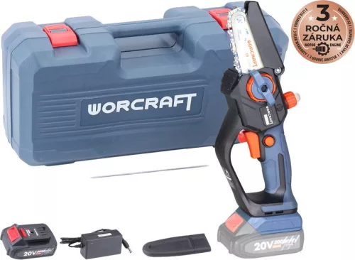 Worcraft Home CHS-S20LiC láncfűrész 4", akkumulátor, töltő, koffer