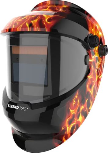 Strend Pro automatikusan sötétedő hegesztőpajzs, nagy látószöggel, Fire Skull