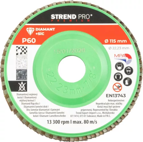 Strend Pro Premium lamellás gyémánt csiszolókorong 115X22 mm, P60