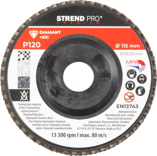 Strend Pro Premium lamellás gyémánt csiszolókorong 115X22 mm, P120