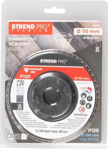 Strend Pro Premium lamellás gyémánt csiszolókorong 115X22 mm, P120