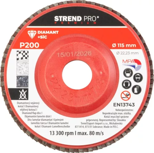 Strend Pro Premium lamellás gyémánt csiszolókorong 115X22 mm, P200