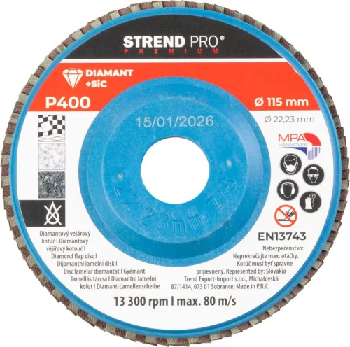 Strend Pro Premium lamellás gyémánt csiszolókorong 115X22 mm, P400