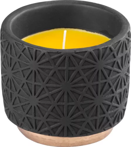 Citronella gyertya, rovarriasztó, dekoratív fekete tartóban, 200 g, 110x100 mm