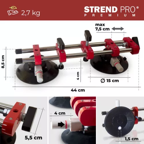 Strend Pro tapadókorongos szintezőeszköz csempékhez és padlóburkolatokhoz, max.150 kg