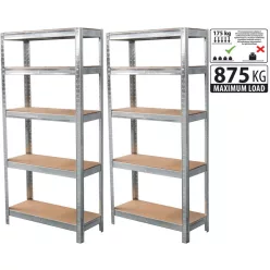   Strend Pro fém polc MDF lapokkal, 5 polc, 1800x900x300 mm, 2 db-os csomag
