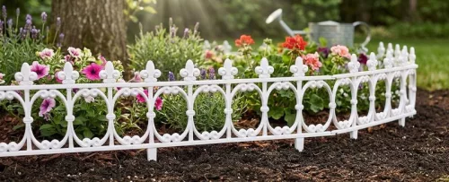Strend Pro Garden műanyag díszkerítés, fehér, 87x34 cm, 4 db