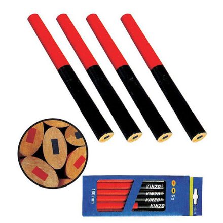 Strend Pro ovál kék-piros ács ceruza, 12 db, 175 mm ,