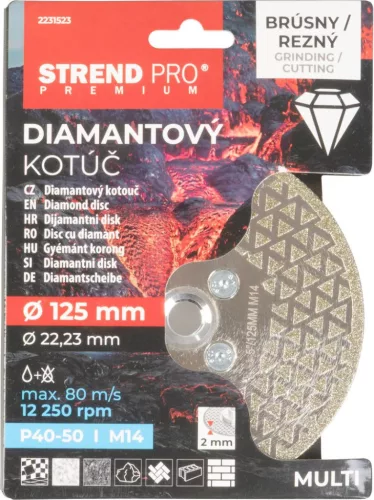 Strend Pro Premium, vágó és csiszoló, kétoldalas,125 mm, M14,