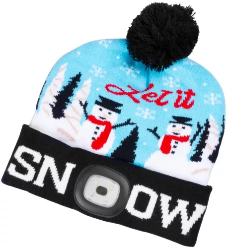 Strend Pro X-mas Let it snow téli sapka 4x SMD LED világítással, kék színben, L