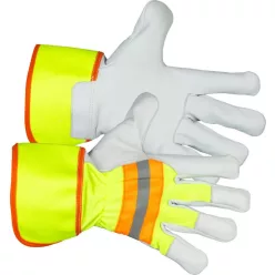   Strend Pro Janus nagy láthatóságú kesztyű, textil-bőr fényvisszaverő elemekkel 9 / L
