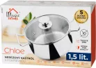 MagicHome Chloe lábas, 16 cm, 1,5 liter, üvegfedővel, rozsdamentes acél