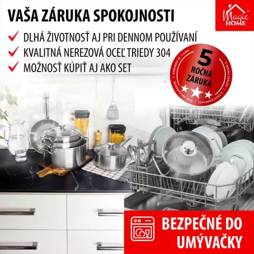 MagicHome Chloe lábas, 16 cm, 1,5 liter, üvegfedővel, rozsdamentes acél