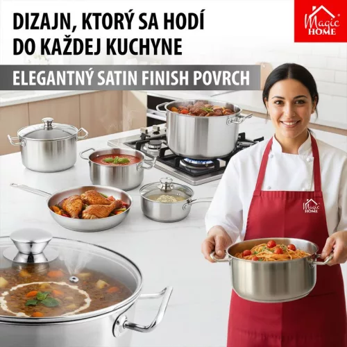 MagicHome Chloe edénykészlet, rozsdamentes acél, 9 darabos