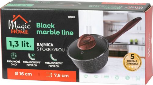 MagicHome Black Marble Line, lábas üvegfedővel, 16 cm