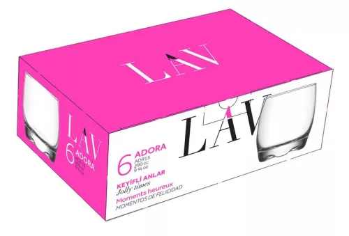 Strend Pro Adora, LAV, üvegpohár whiskyhez, 290 ml, 72 x 88 mm, 6 db-os csomag