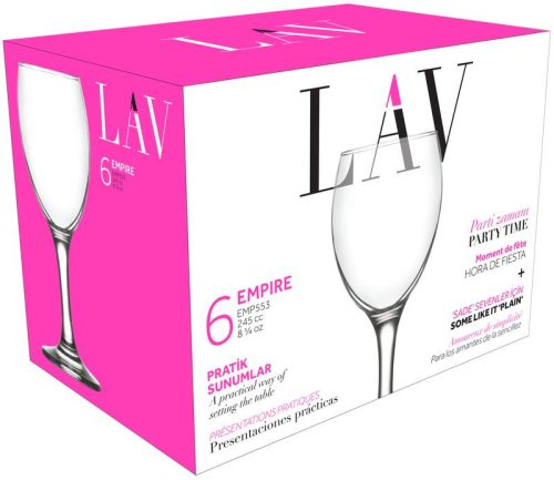 Strend Pro Empire LAV üvegpohár borhoz, 245 ml, 63 x 169 mm,  6 db - os csomag