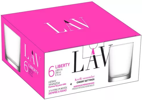 Strend Pro Liberty, LAV, üvegpohár whiskyhez, 280 ml, 74 x 88 mm, 6 db-os csomag