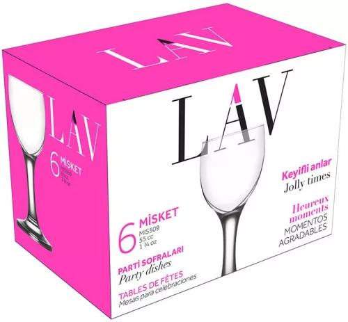 Strend Pro Misket, LAV üvegpohár likőrökhöz, 55 ml, 46 x 112 mm, 6 db - os csomag