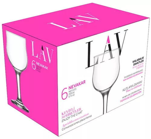 Strend Pro Nevakar,  LAV üvegpohár borhoz, 200 ml, 66 x 155 mm, 6 db - os csomag