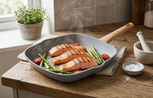 MagicHome Harmony, kerámia bevonatú grill serpenyő, 28 cm