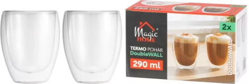 MagicHome Cappuccino kávé, teáscsésze, duplafalú termosz, 290 ml, 2 db-os csomag