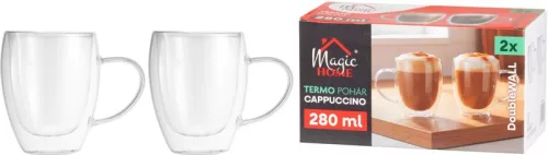 MagicHome Cappuccino kávés,teás bögre, duplafalú termosz, 280 ml, 2 db-os csomag