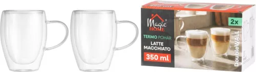 MagicHome Latte Macchiato kávés,teás bögre, duplafalú termosz, 350 ml, 2 db-os kiszerelés