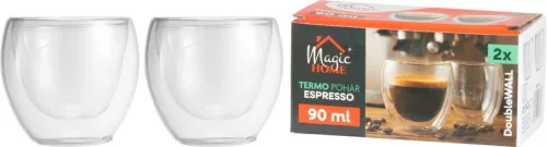 MagicHome Espresso kávé, teáscsésze, duplafalú termosz, 90 ml, 2 db-os csomag