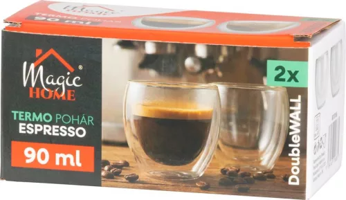 MagicHome Espresso kávé, teáscsésze, duplafalú termosz, 90 ml, 2 db-os csomag