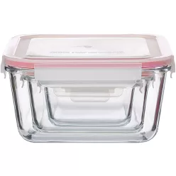   MagicHome, 3 db-os szett, üveg, négyzet alakú, fedővel, 450/1000/1900 ml