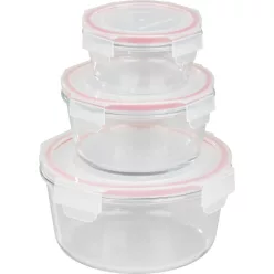   MagicHome, 3 db-os szett, üveg, kerek alakú, fedővel, 370/800/1500 ml