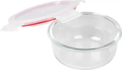 MagicHome üvegedény, kerek ,650 ml, zárható fedővel,