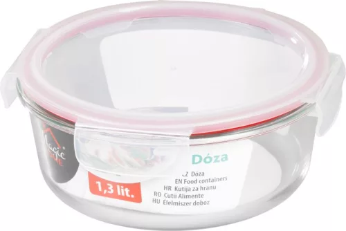 MagicHome üvegedény, kerek ,1300 ml, zárható fedővel,