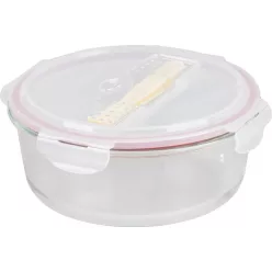   MagicHome üvegedény kerek 1200 ml, zárható fedővel,evőeszközzel