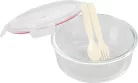 MagicHome üvegedény kerek 1200 ml, zárható fedővel,evőeszközzel