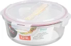 MagicHome üvegedény kerek 1200 ml, zárható fedővel,evőeszközzel