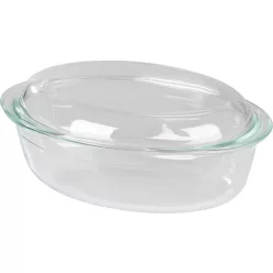 MagicHome sütőtál, üveg, ovális, fedővel, 3000 ml