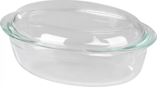 MagicHome sütőtál, üveg, ovális, fedővel, 3000 ml