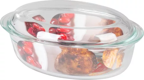 MagicHome sütőtál, üveg, ovális, fedővel, 3000 ml