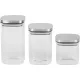 MagicHome, üvegedény készlet, 3 db-os 800/1100/1500 ml, üveg, rozsdamentes fedéllel