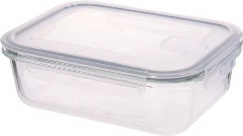 MagicHome üvegedény, téglalap alakú, 650 ml,fedővel, légtelenítő szeleppel