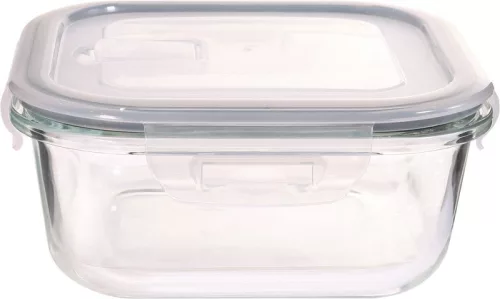 MagicHome üvegedény, szögletes, 800 ml,fedővel, légtelenítő szeleppel
