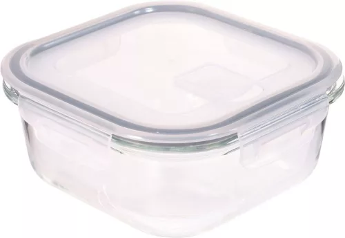 MagicHome üvegedény, szögletes, 800 ml,fedővel, légtelenítő szeleppel