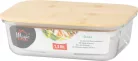 MagicHome üvegedény, téglalap alakú, 1500 ml, bambusz fedéllel