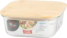 MagicHome üvegedény szögletes, 1200 ml, bambusz fedéllel