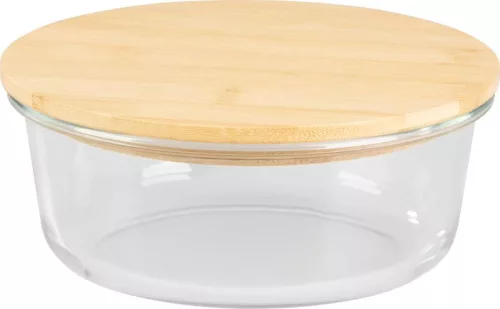 MagicHome üvegedény kerek, 950 ml, bambusz fedéllel