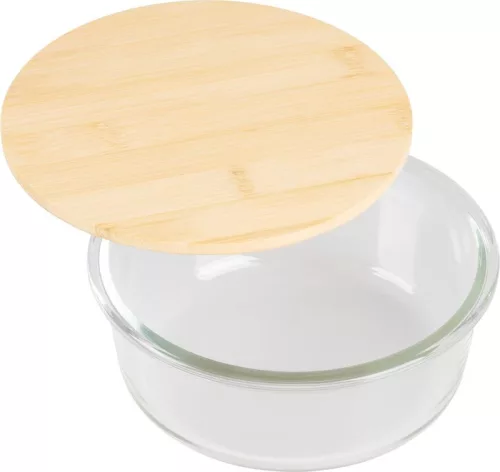 MagicHome üvegedény kerek, 950 ml, bambusz fedéllel
