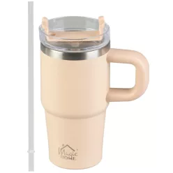   MagicHome termoszbögre, 550 ml, szívószállal, rozsdamentes acél